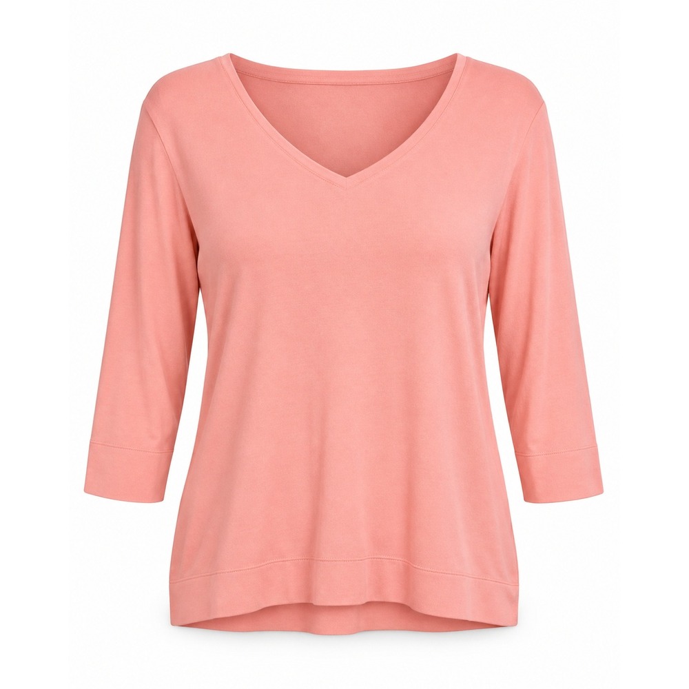 Chico's The Ultimate Tee Size 3 XL Peach Pink 100% Pima Cotton V-Neck 3/4 Sleeve